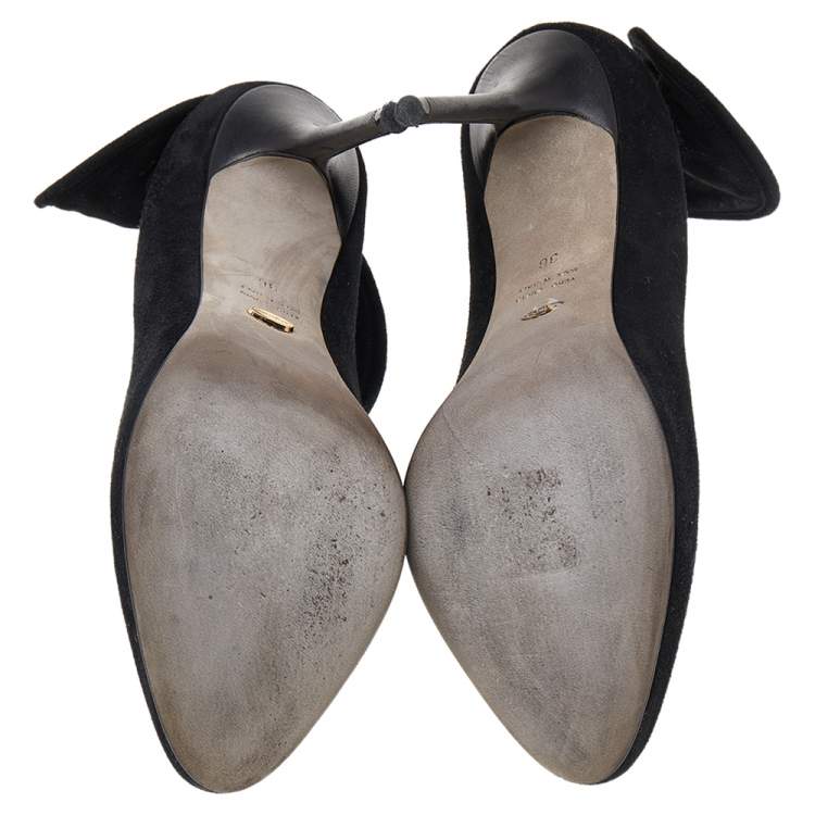 Pre Owned Sergio Rossi Black Suede Swirl Detail Pumps Size 36
