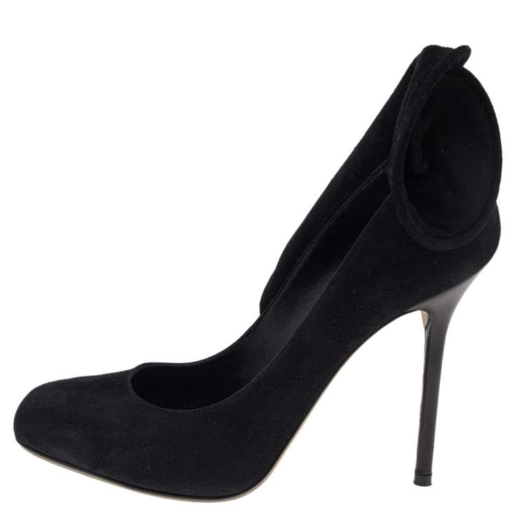 Pre Owned Sergio Rossi Black Suede Swirl Detail Pumps Size 36