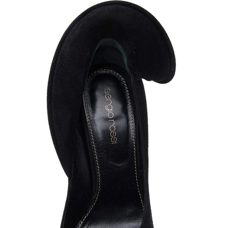 Pre Owned Sergio Rossi Black Suede Swirl Detail Pumps Size 36