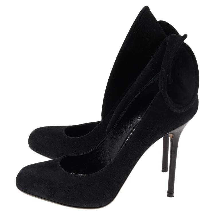 Pre Owned Sergio Rossi Black Suede Swirl Detail Pumps Size 36