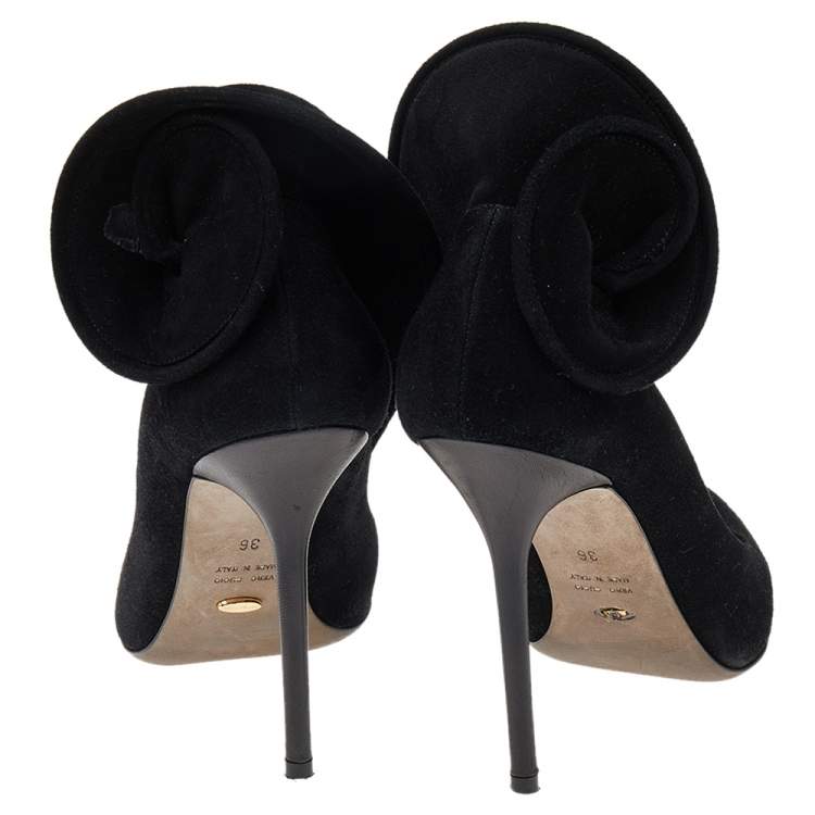 Pre Owned Sergio Rossi Black Suede Swirl Detail Pumps Size 36