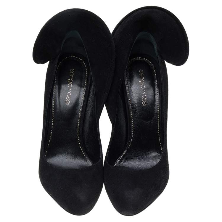 Pre Owned Sergio Rossi Black Suede Swirl Detail Pumps Size 36