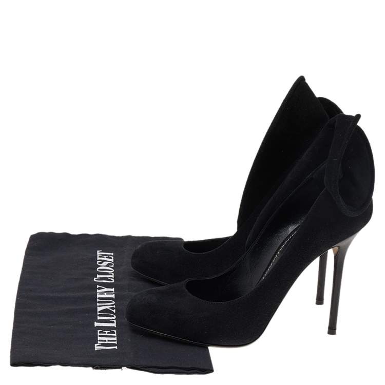 Pre Owned Sergio Rossi Black Suede Swirl Detail Pumps Size 36
