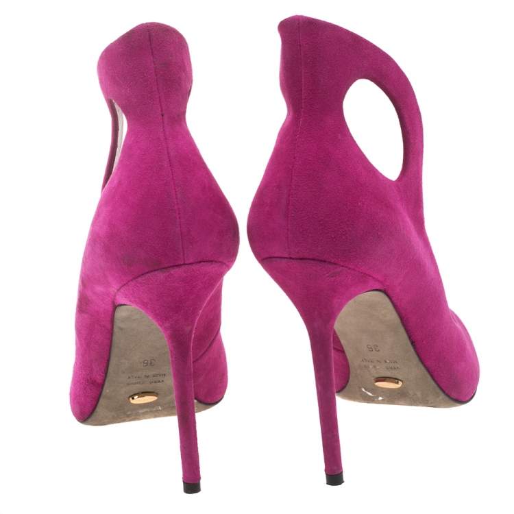 Pre Owned Sergio Rossi Magenda Suede Oblo Cut Out Pumps Size 36