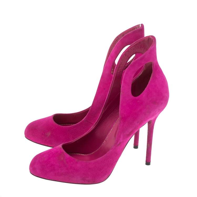 Pre Owned Sergio Rossi Magenda Suede Oblo Cut Out Pumps Size 36