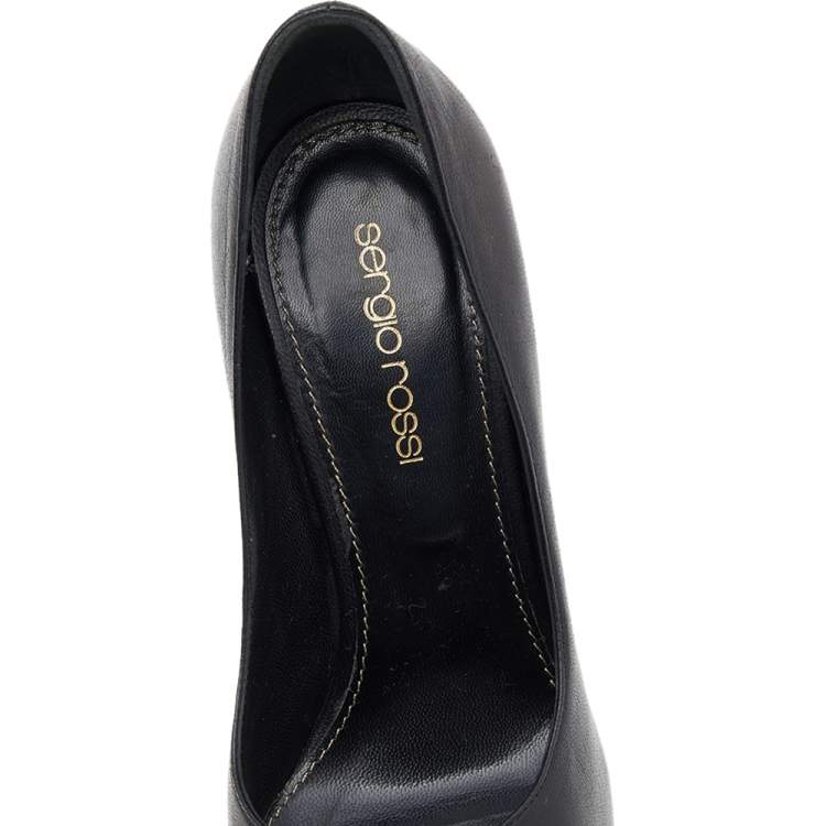 Pre Owned Sergio Rossi Black Leather Platform Pumps Size 35
