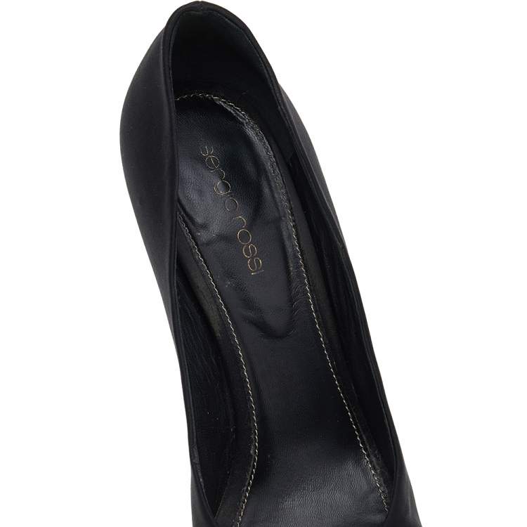 Pre Owned Sergio Rossi Black Satin Knotted Peep Toe Platform Pumps Size 38