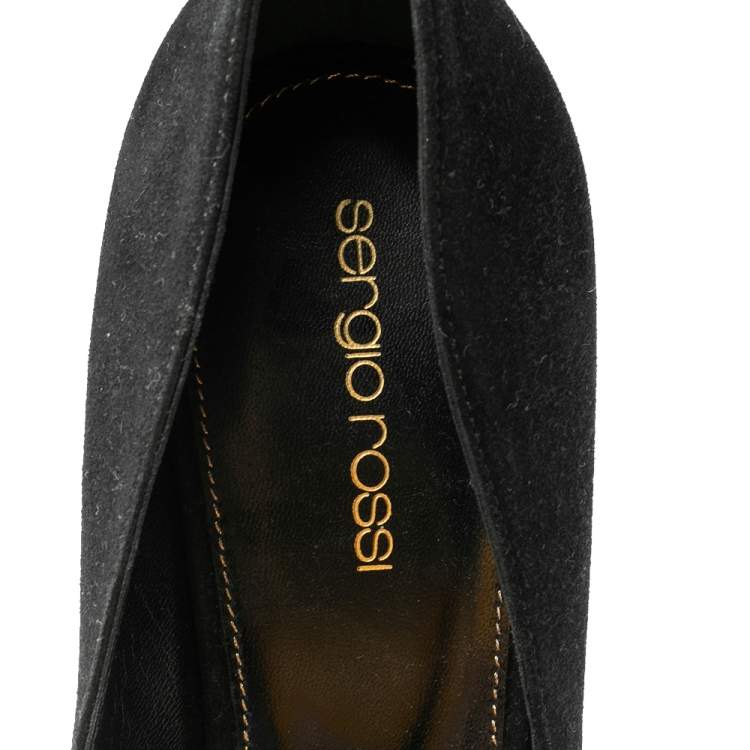 Pre Owned Sergio Rossi Black Suede Pointed Toe Pumps Size 39