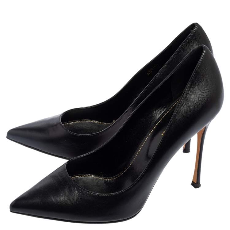 Pre Owned Sergio Rossi Black Leather Pointed Toe Pumps Size 39