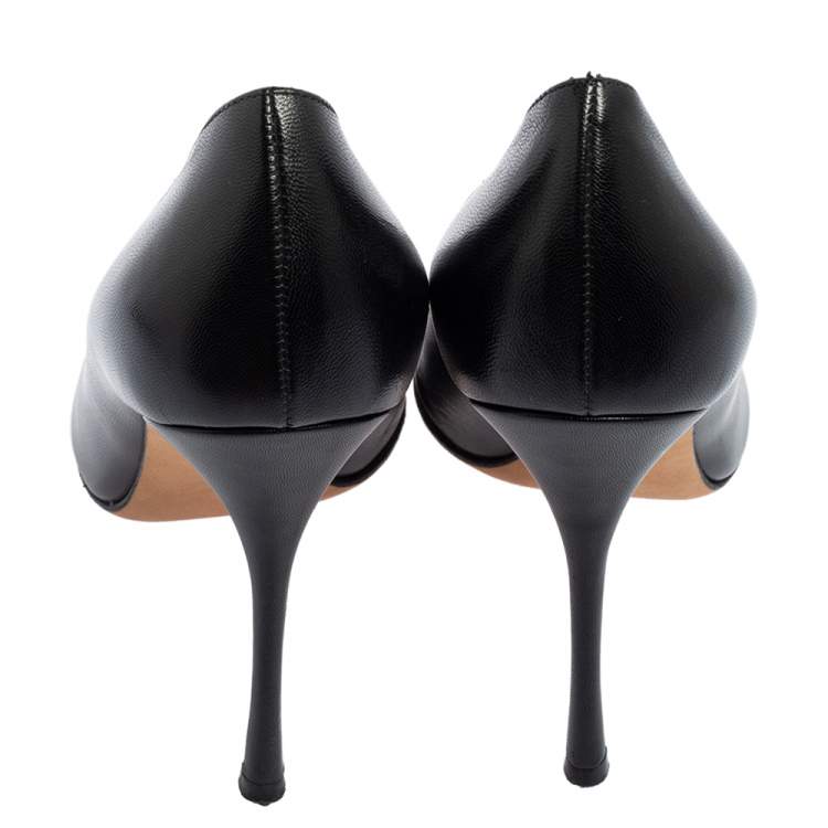 Pre Owned Sergio Rossi Black Leather Pointed Toe Pumps Size 39