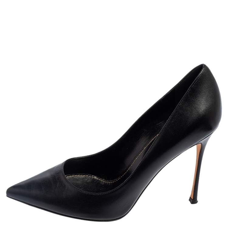 Pre Owned Sergio Rossi Black Leather Pointed Toe Pumps Size 39