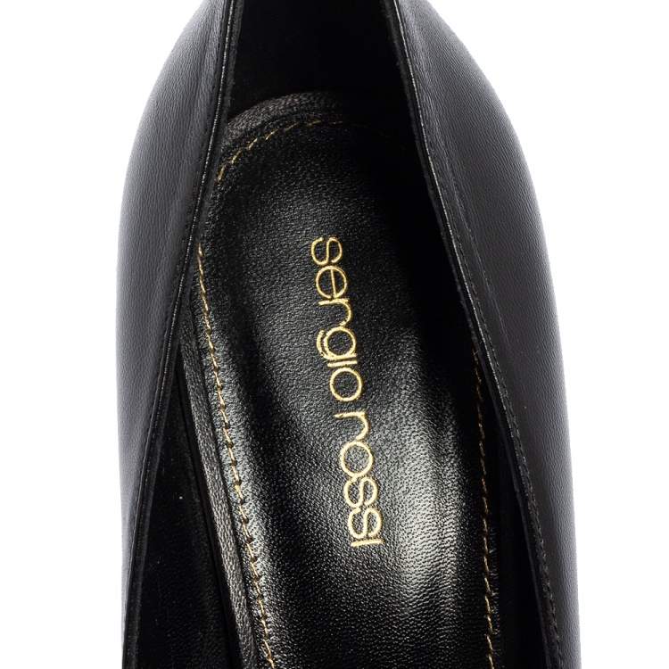 Pre Owned Sergio Rossi Black Leather Pointed Toe Pumps Size 39