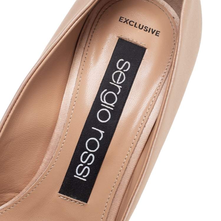 Pre Owned Sergio Rossi Beige Satin Crystal Embellished Pumps Size 37