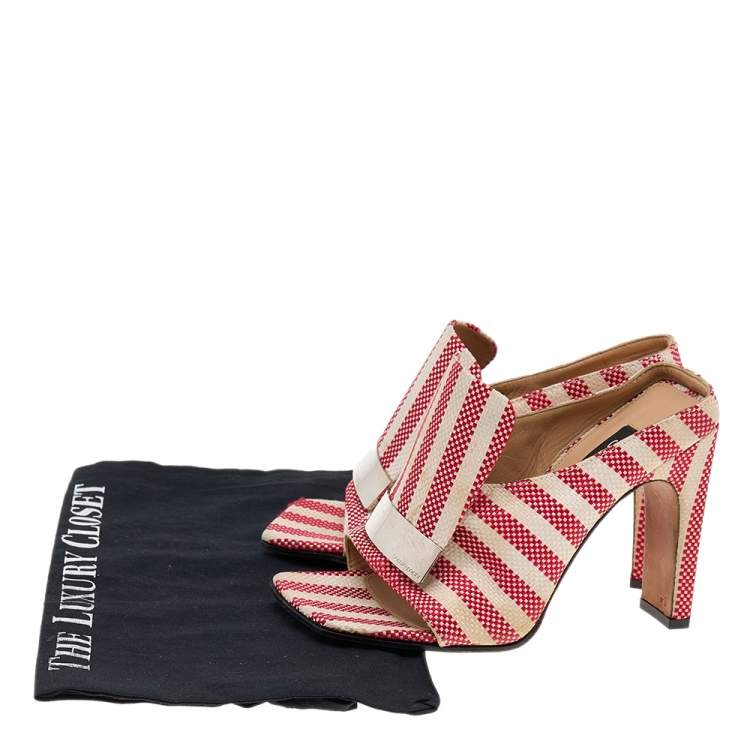 Pre Owned Sergio Rossi Multicolor Striped Fabric Slide Sandals Size 36