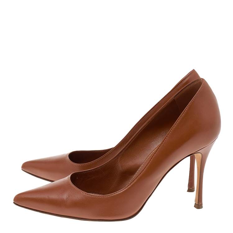 Pre Owned Sergio Rossi Brown Leather Pointed Toe Pumps Size 36