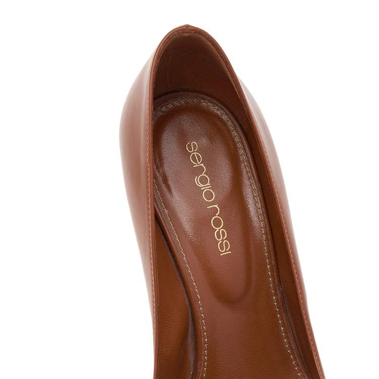 Pre Owned Sergio Rossi Brown Leather Pointed Toe Pumps Size 36