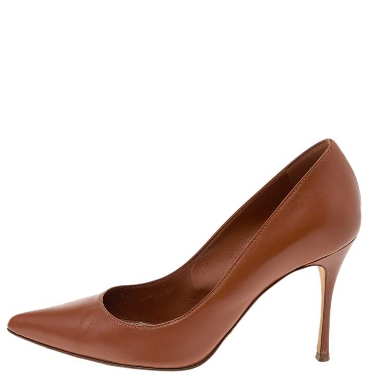 Pre Owned Sergio Rossi Brown Leather Pointed Toe Pumps Size 36