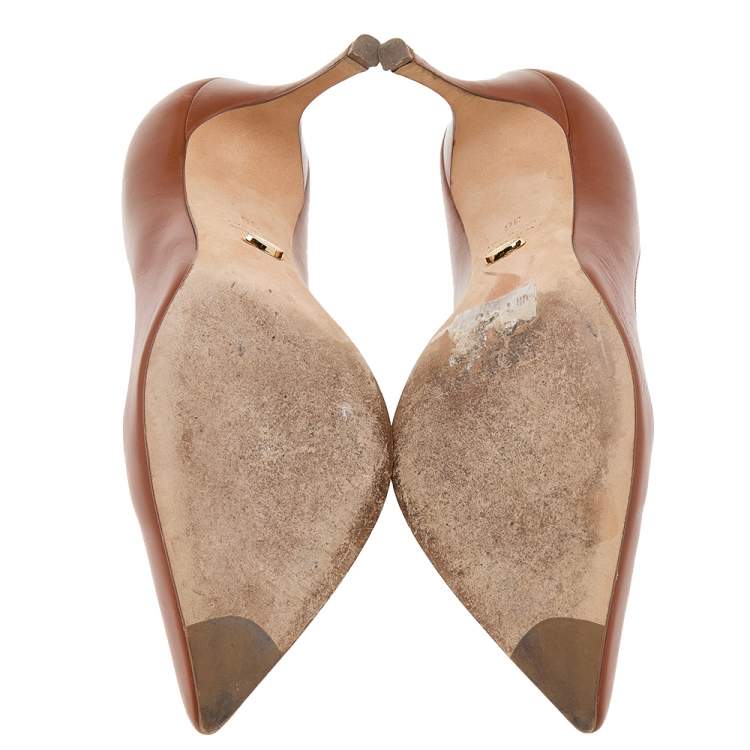 Pre Owned Sergio Rossi Brown Leather Pointed Toe Pumps Size 36
