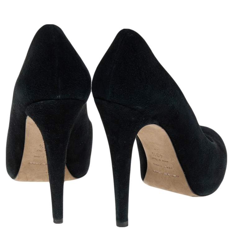 Pre Owned Sergio Rossi Black Suede Pumps Size 40.5