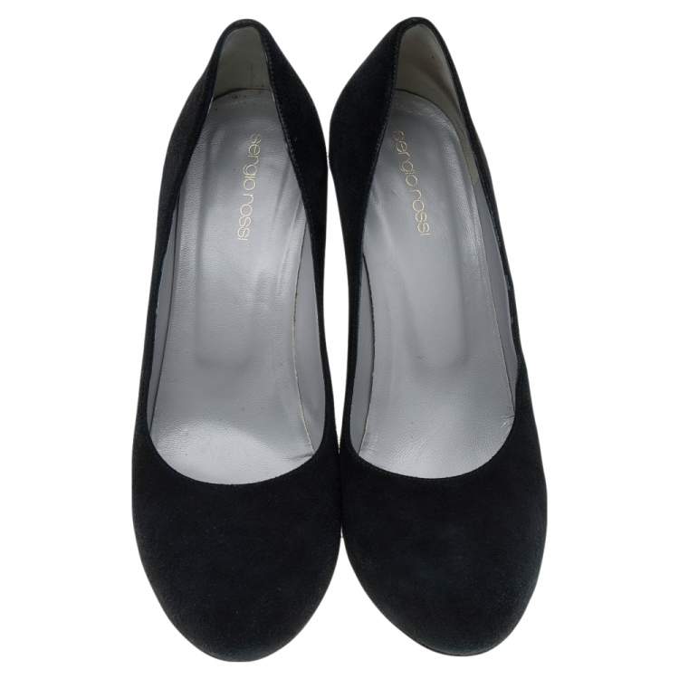 Pre Owned Sergio Rossi Black Suede Pumps Size 40.5