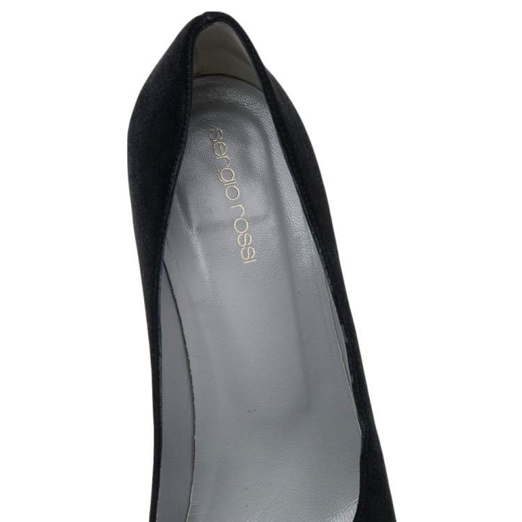Pre Owned Sergio Rossi Black Suede Pumps Size 40.5