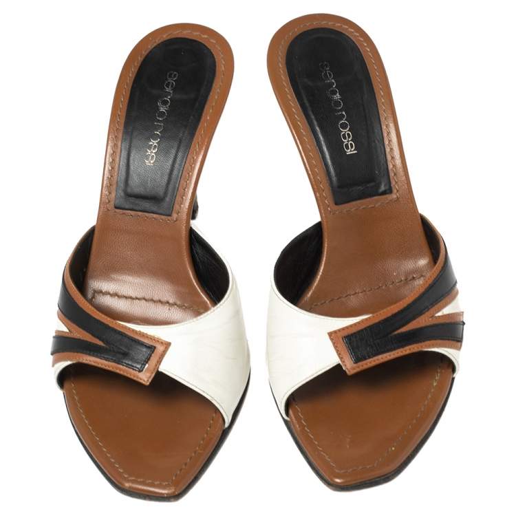 Pre Owned Sergio Rossi Multicolor Leather Slide Sandals 37