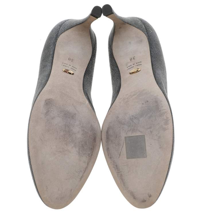 Pre Owned Sergio Rossi Grey Textured Suede Pumps Size 38