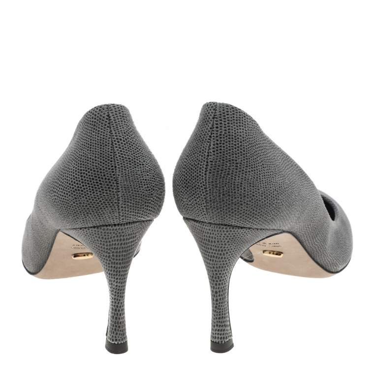 Pre Owned Sergio Rossi Grey Textured Suede Pumps Size 38