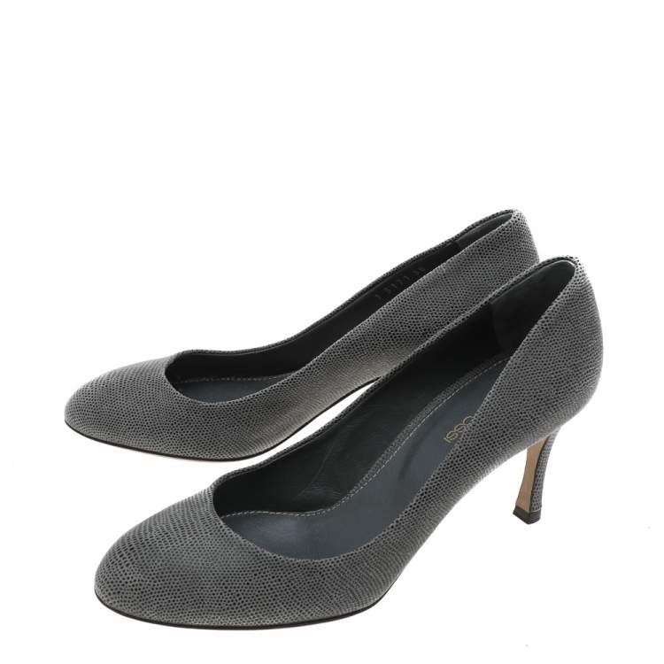 Pre Owned Sergio Rossi Grey Textured Suede Pumps Size 38