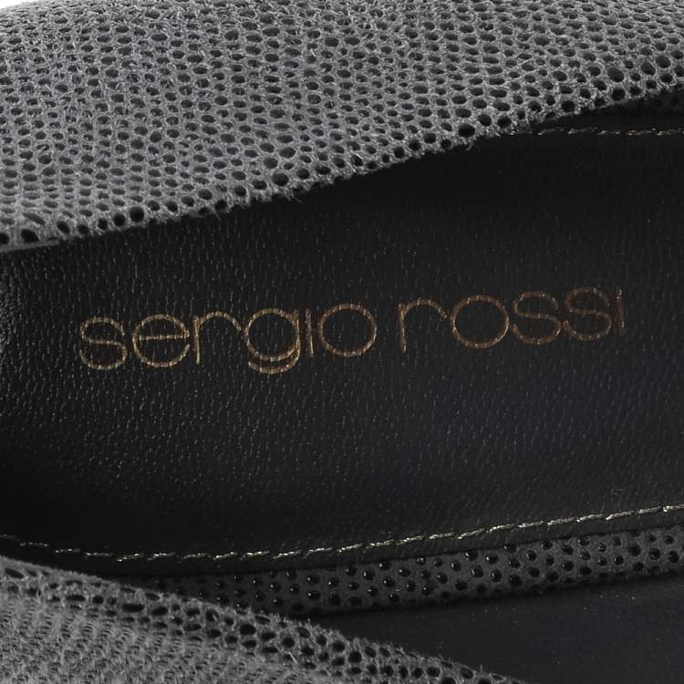 Pre Owned Sergio Rossi Grey Textured Suede Pumps Size 38