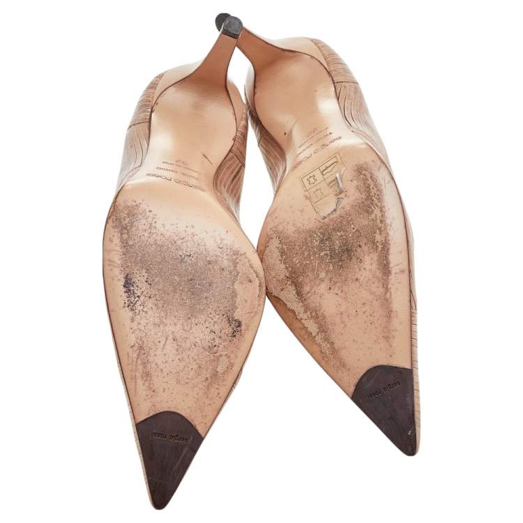 Pre Owned Sergio Rossi Beige Leather Pointed Toe Pumps Size 37