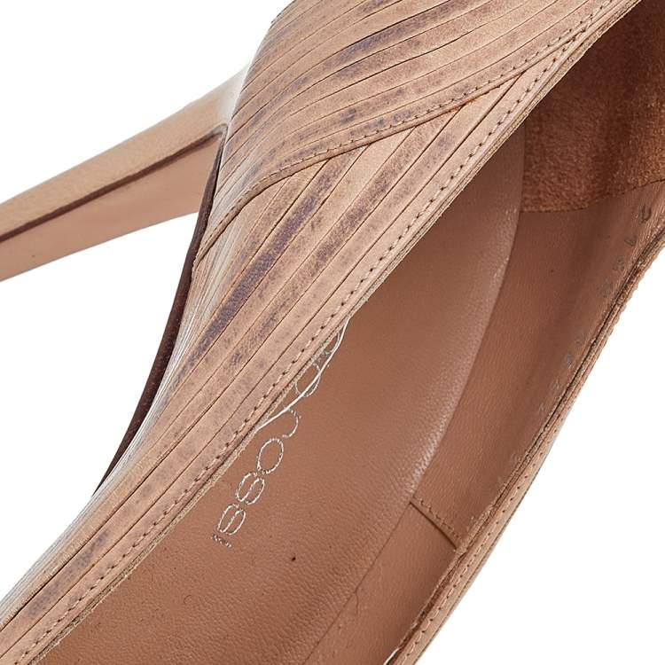 Pre Owned Sergio Rossi Beige Leather Pointed Toe Pumps Size 37