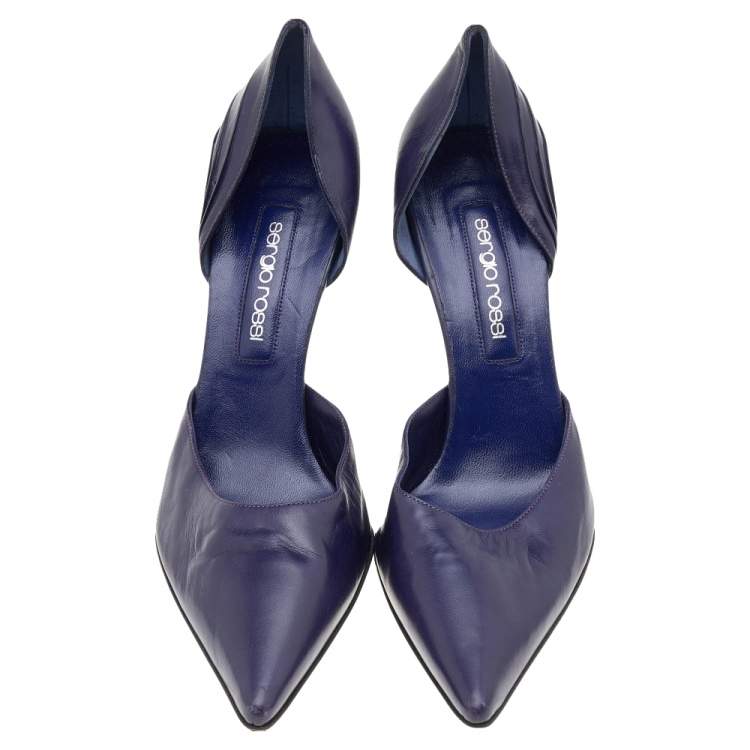 Pre Owned Sergio Rossi Purple Leather Pointed Toe Pumps Size 40