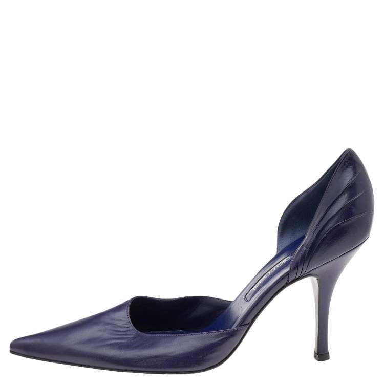 Pre Owned Sergio Rossi Purple Leather Pointed Toe Pumps Size 40