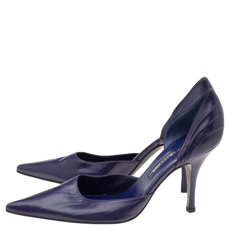 Pre Owned Sergio Rossi Purple Leather Pointed Toe Pumps Size 40