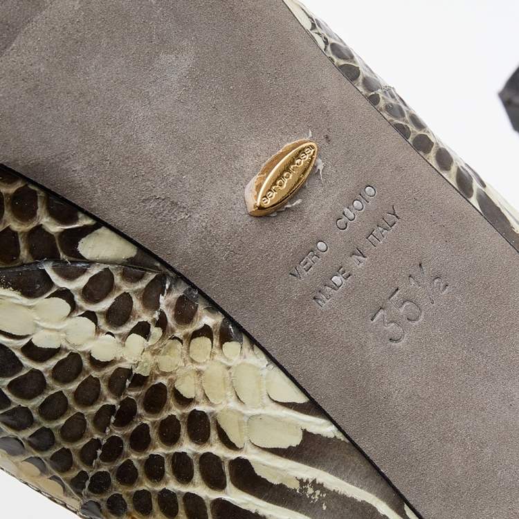 Pre Owned Sergio Rossi Two Tone Water Snake Platform Pumps Size 35.5