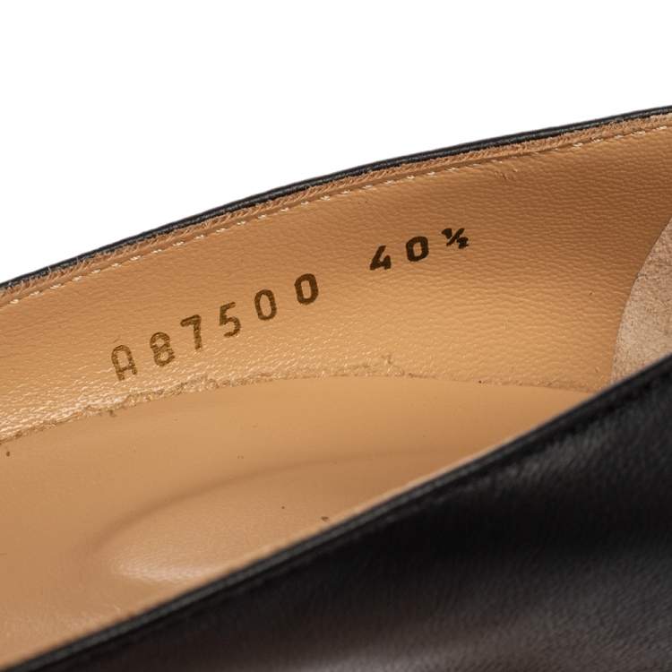 Pre Owned Sergio Rossi Black Leather Pointed-Toe Pumps Size 40.5