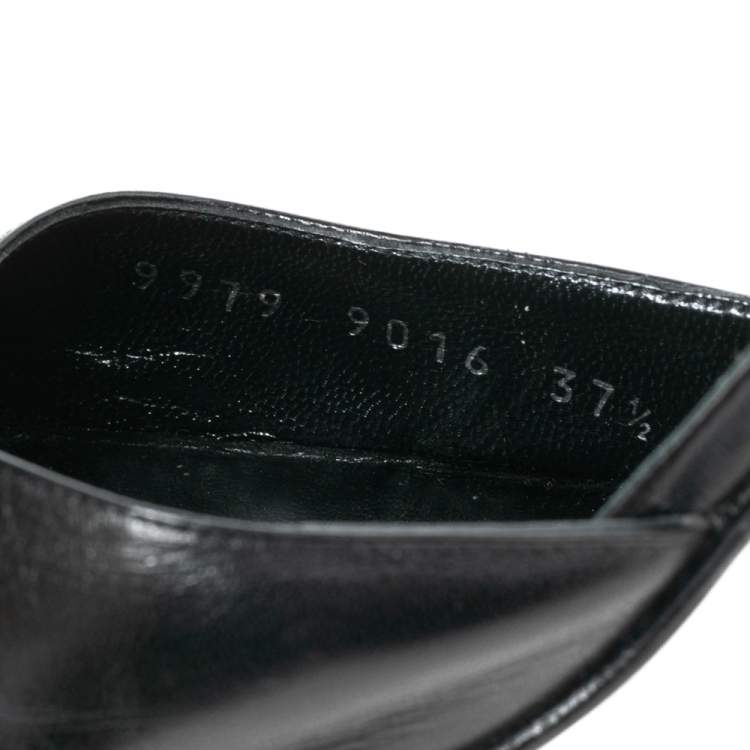 Pre Owned Sergio Rossi Black Leather Ankle Wrap Pointed-Toe Pumps Size 37.5