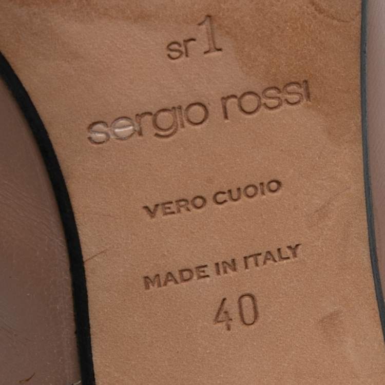 Pre Owned Sergio Rossi Beige Leather Crystal Slingback Sandals Size 40