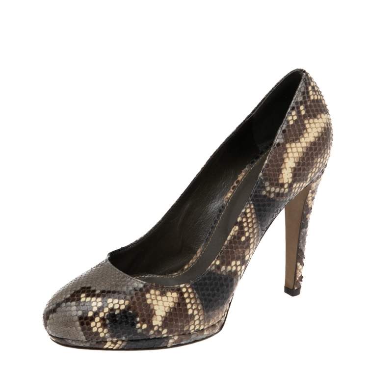 Pre Owned Sergio Rossi Multicolor  Python Leather Lisbeth Platform Pumps Size 38