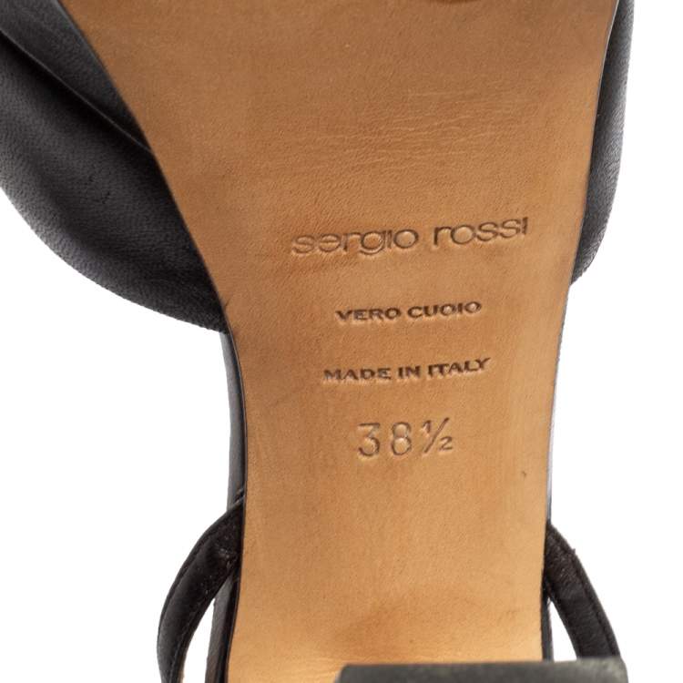 Pre Owned Sergio Rossi Black Leather Knotted Platform Ankle Strap Sandals Size 38.5