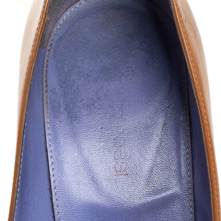 Pre Owned Sergio Rossi Brown Patent Leather Round Toe Pumps Size 38.5