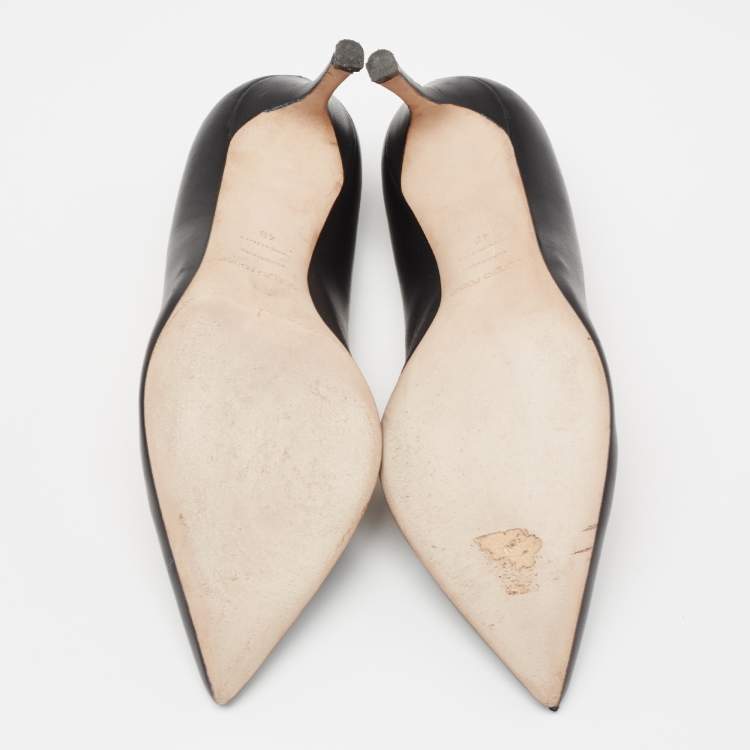 Pre Owned Sergio Rossi Black Leather Pointed-Toe Pumps Size 40