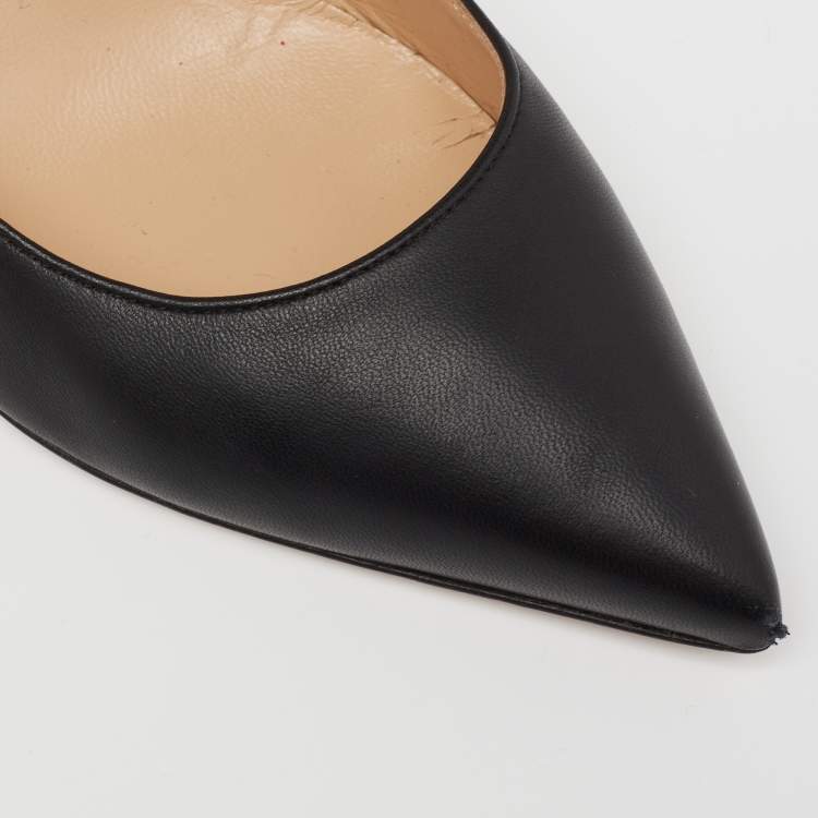 Pre Owned Sergio Rossi Black Leather Pointed-Toe Pumps Size 40