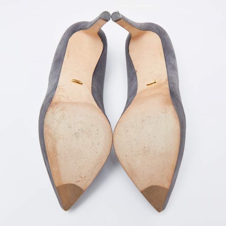 Pre Owned Sergio Rossi Grey Suede Pointed Toe Platform Pumps Size 38