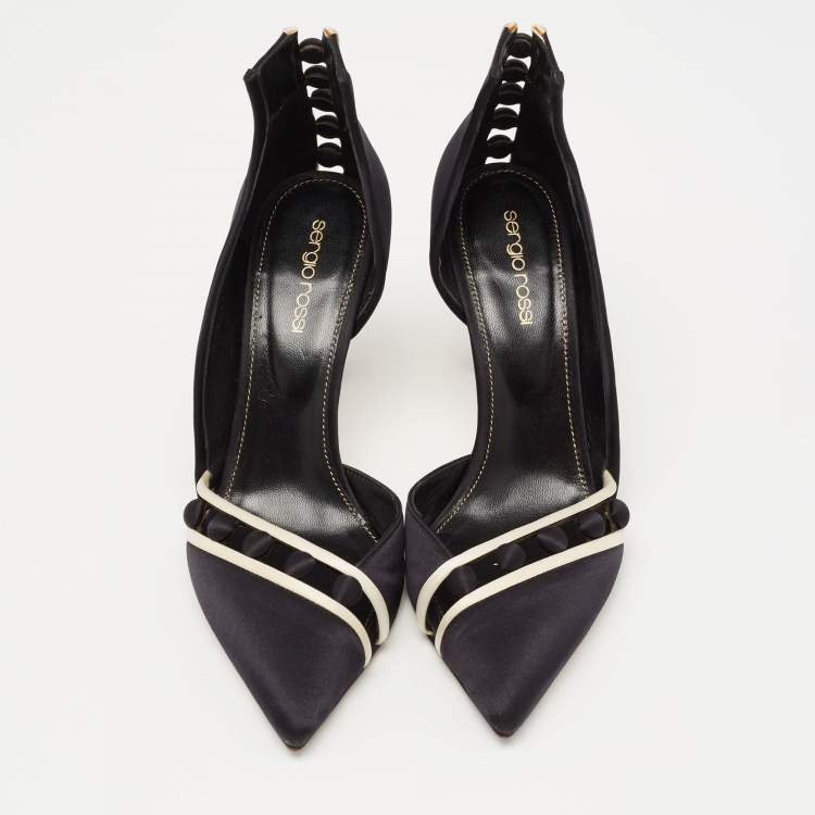 Pre Owned Sergio Rossi Black Satin D'orsay Pointed Toe Pumps Size 38