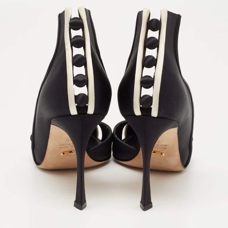 Pre Owned Sergio Rossi Black Satin D'orsay Pointed Toe Pumps Size 38