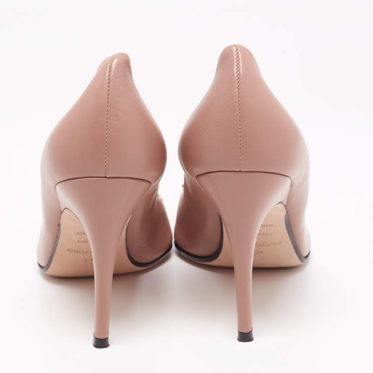 Pre Owned Sergio Rossi Beige Leather SR1 Pointed Toe Pumps Size 40.5