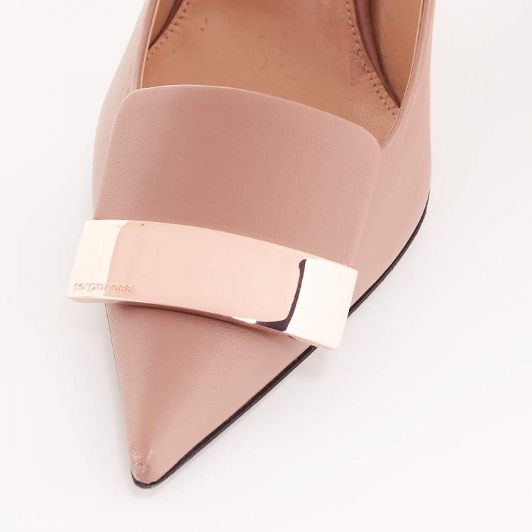 Pre Owned Sergio Rossi Beige Leather SR1 Pointed Toe Pumps Size 40.5