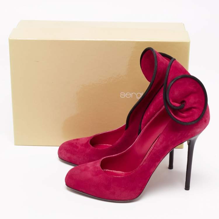 Pre Owned Sergio Rossi Pink Suede Swirl Pumps Size 40